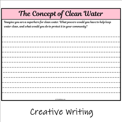 The Concept of Clean Water | Main Idea and Supporting Details Reading Passage and Questions