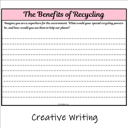 The Benefits of Recycling | Main Idea and Supporting Details Reading Passage and Questions