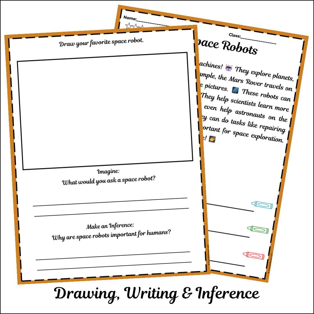 Space Robots | Short Reading Comprehension Creative Worksheet