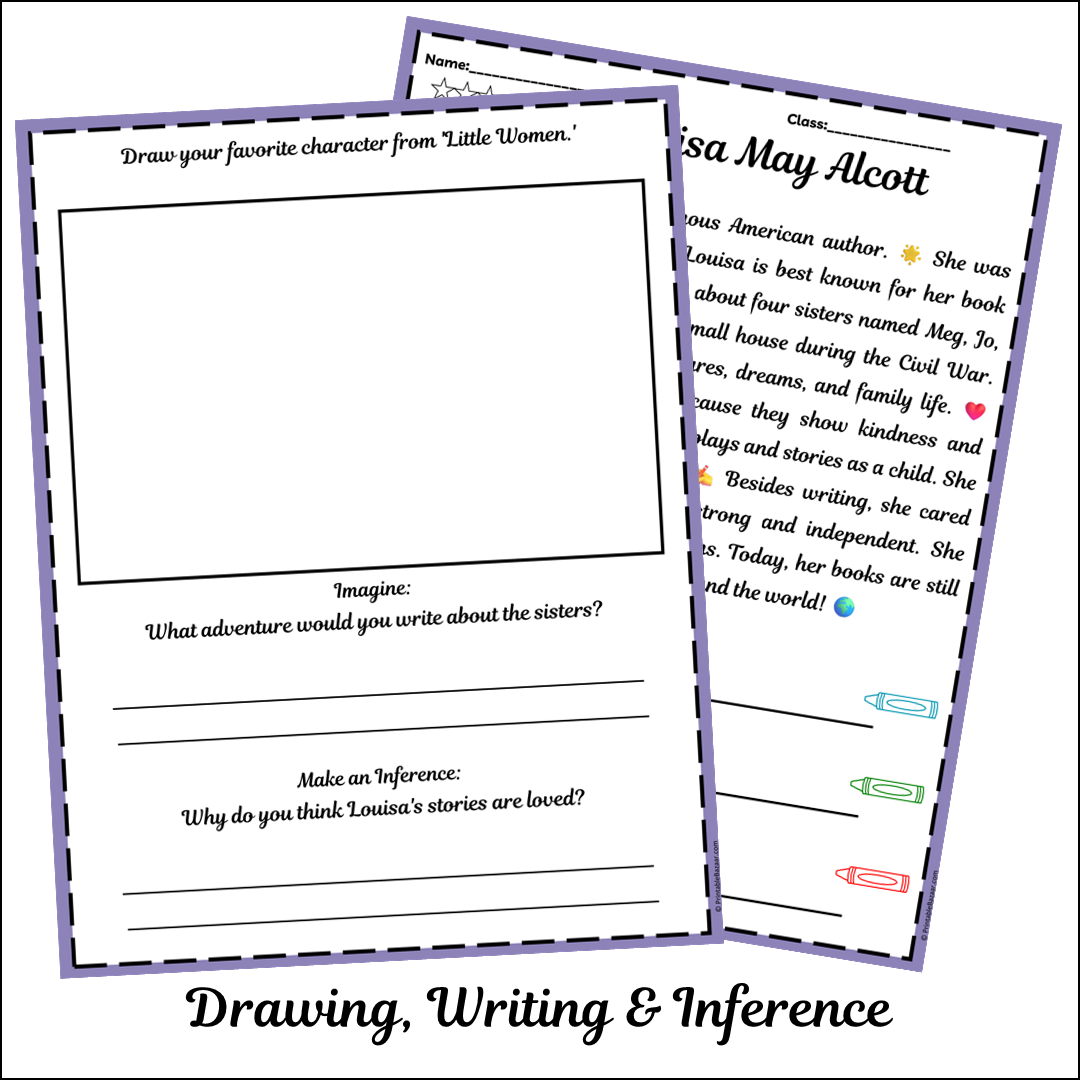 Louisa May Alcott | Short Reading Comprehension Creative Worksheet