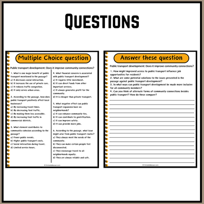 Public transport development: Does it improve community connections? | Debate Case Study Worksheet