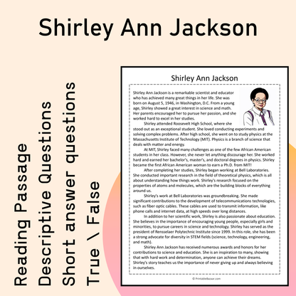 Shirley Ann Jackson | Reading Comprehension Passage Printable Activity