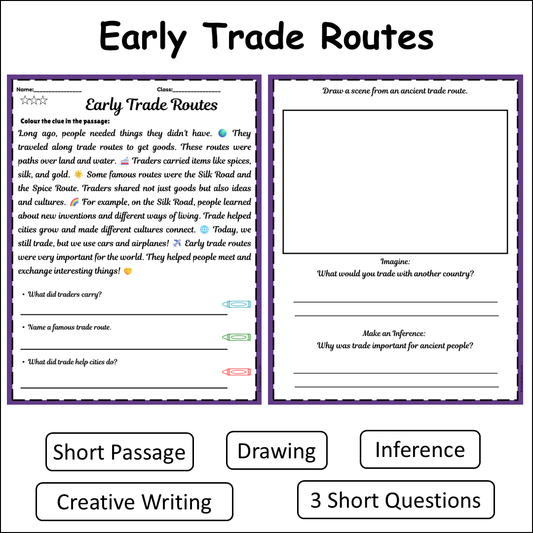 Early Trade Routes | Short Reading Comprehension Creative Worksheet
