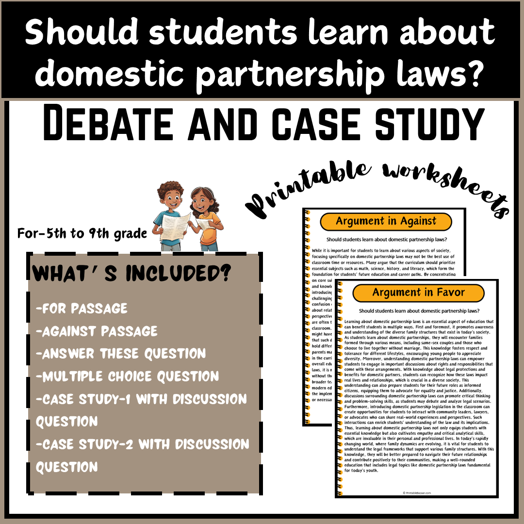 Should students learn about domestic partnership laws? | Debate Case Study Worksheet