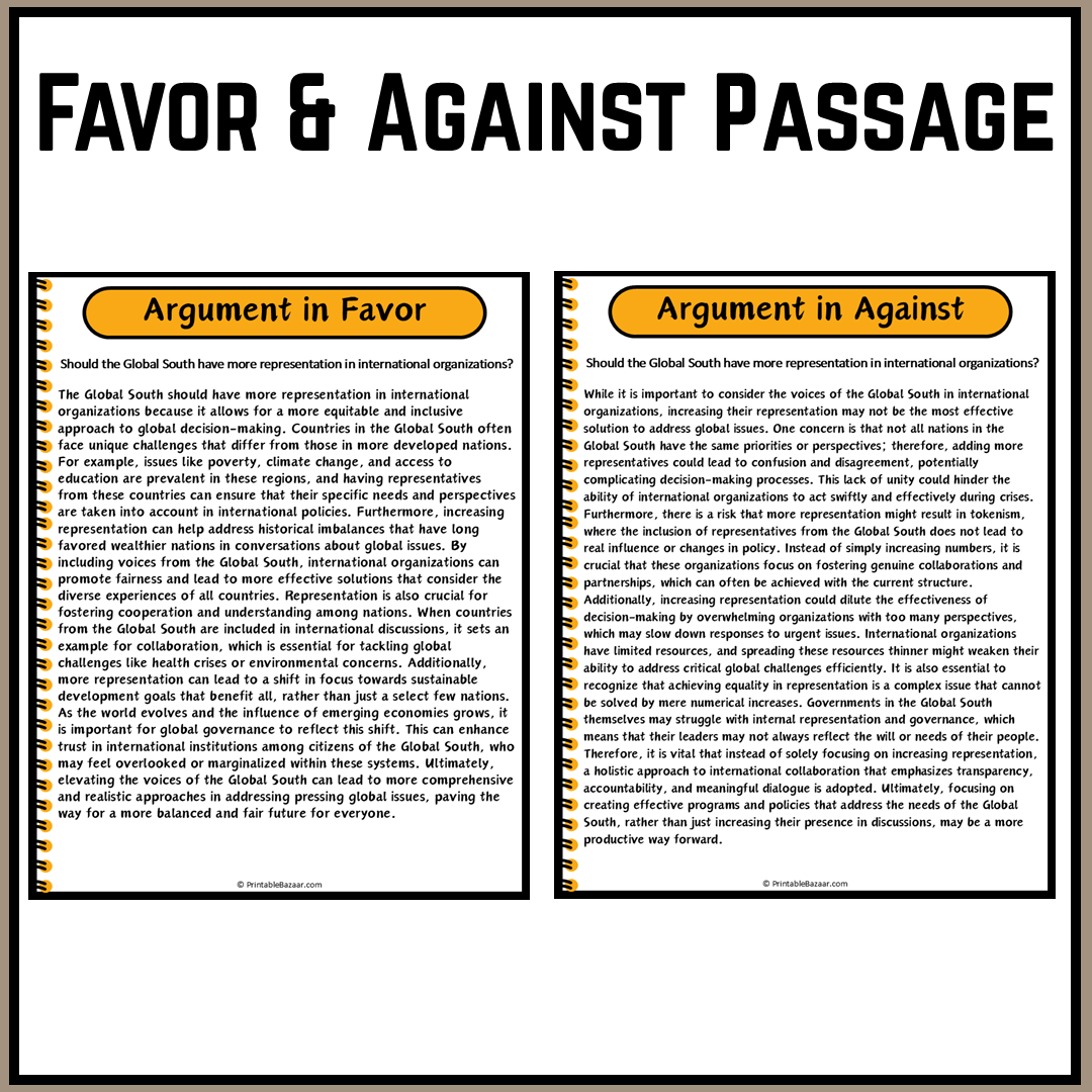 Should the Global South have more representation in international organizations? | Debate Case Study Worksheet