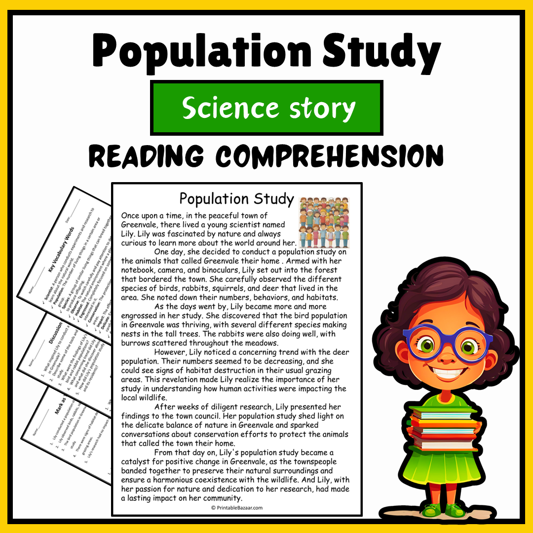Population Study | Science Story Reading Comprehension Activity