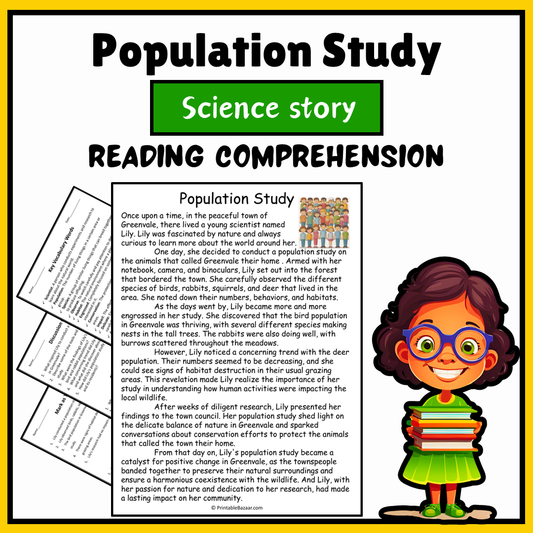 Population Study | Science Story Reading Comprehension Activity