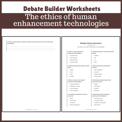 The ethics of human enhancement technologies | Favour and Against Worksheet Printable Activity