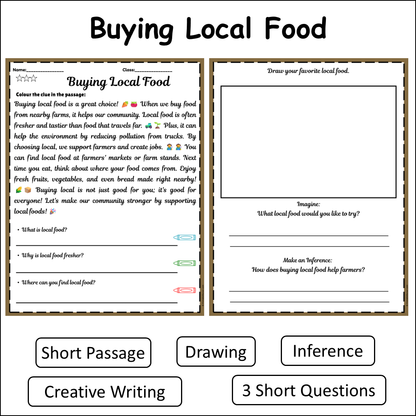 Buying Local Food | Short Reading Comprehension Creative Worksheet