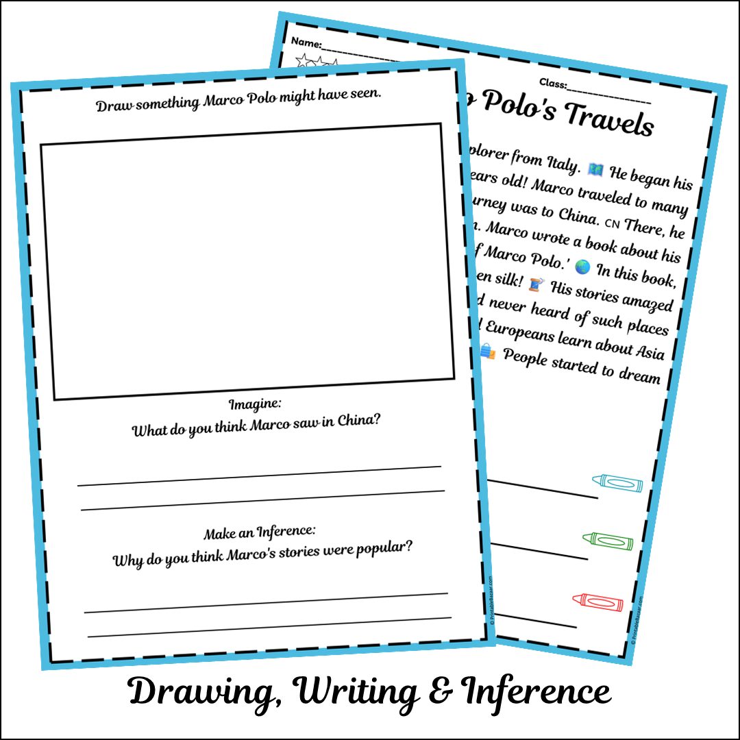 Marco Polo's Travels | Short Reading Comprehension Creative Worksheet