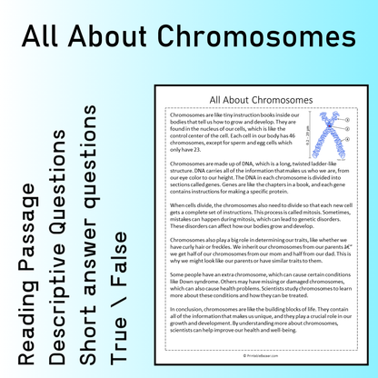 All About Chromosomes | Reading Comprehension Passage Printable Worksheet