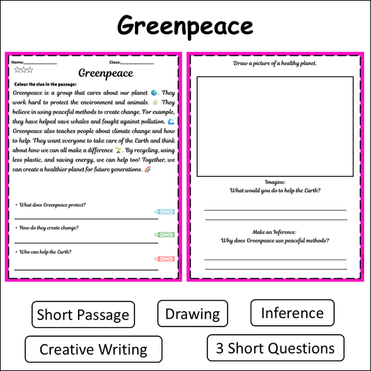 Greenpeace | Short Reading Comprehension Creative Worksheet