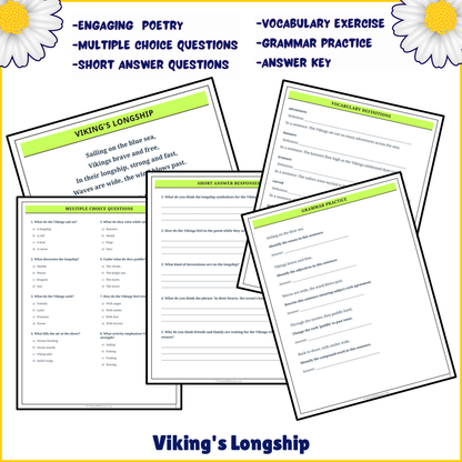 Viking's Longship | Poem Grammar Worksheet Printable Activity