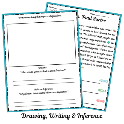 Jean-Paul Sartre | Short Reading Comprehension Creative Worksheet