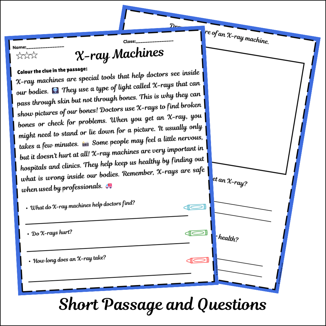 X-ray Machines | Short Reading Comprehension Creative Worksheet