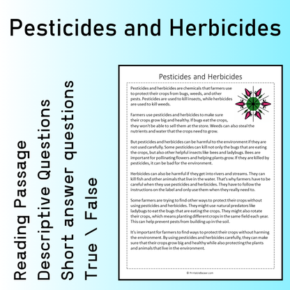 Pesticides and Herbicides | Reading Comprehension Passage Printable Worksheet