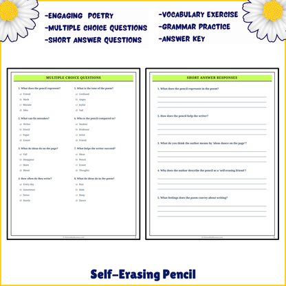 Self-Erasing Pencil | Poem Grammar Worksheet Printable Activity