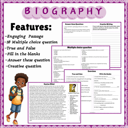 Gustav Klimt | Biography Reading Comprehension and Questions Worksheet