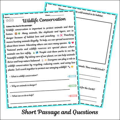 Wildlife Conservation | Short Reading Comprehension Creative Worksheet