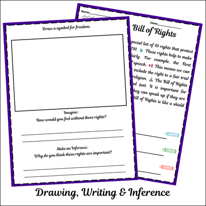 U.S. Bill of Rights | Short Reading Comprehension Creative Worksheet