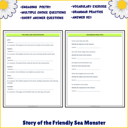 Story of the Friendly Sea Monster | Poem Grammar Worksheet Printable Activity