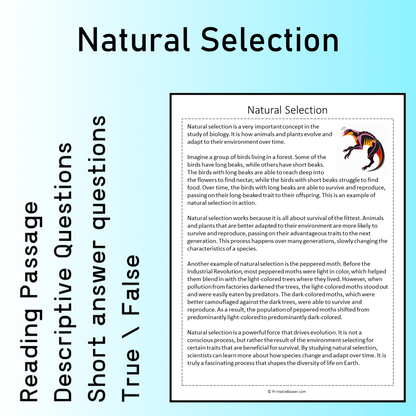 Natural Selection | Reading Comprehension Passage Printable Worksheet
