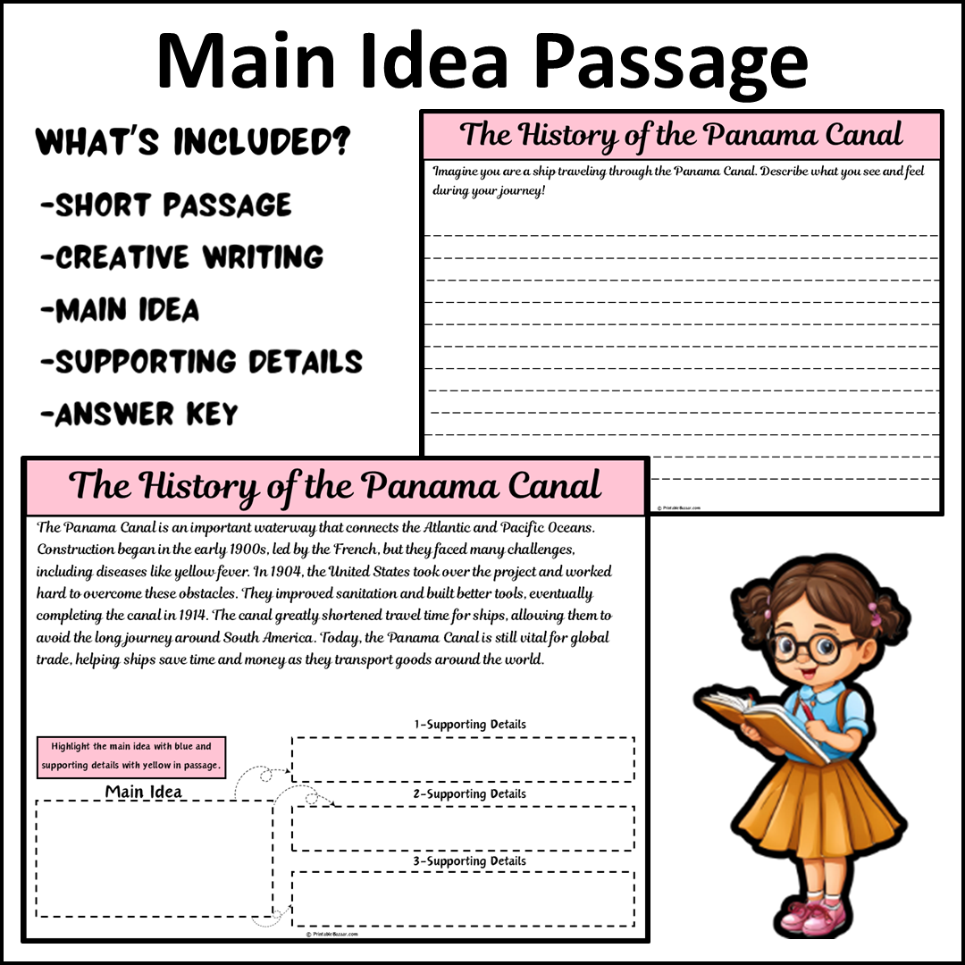 The History of the Panama Canal | Main Idea and Supporting Details Reading Passage and Questions