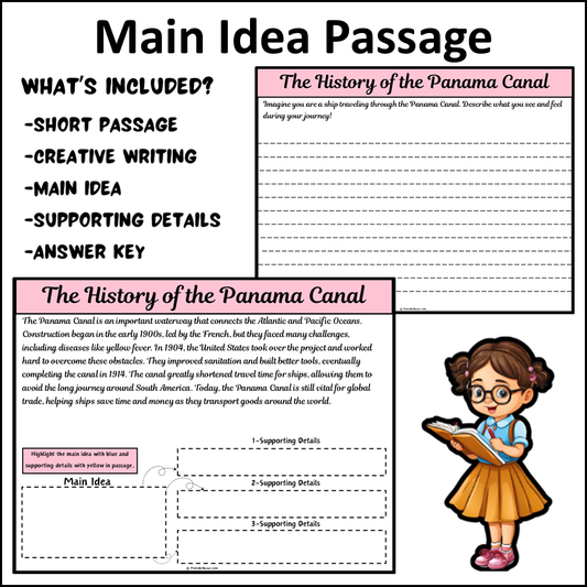 The History of the Panama Canal | Main Idea and Supporting Details Reading Passage and Questions