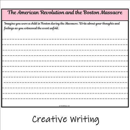 The American Revolution and the Boston Massacre | Main Idea and Supporting Details Reading Passage and Questions