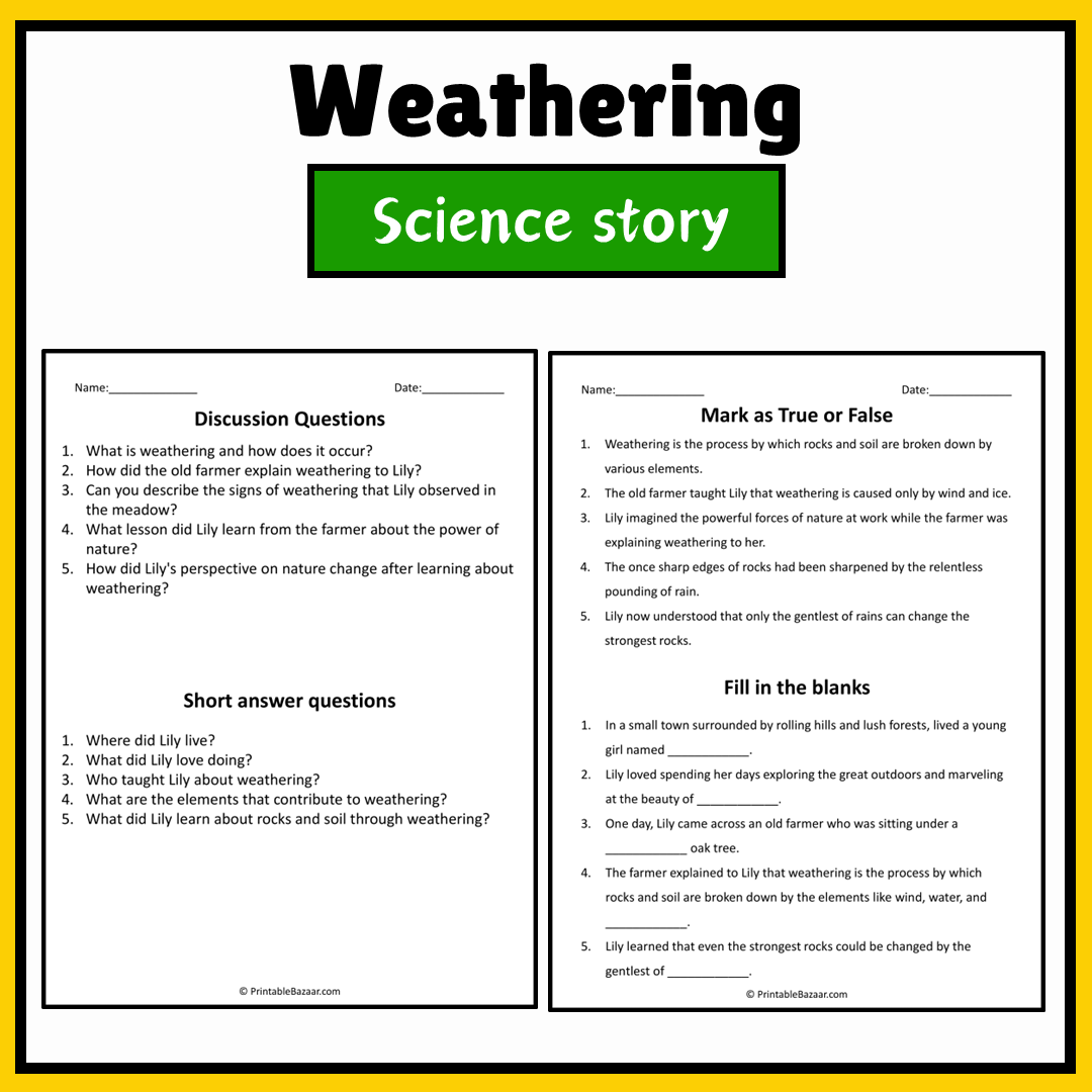 Weathering | Science Story Reading Comprehension Activity