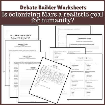 Is colonizing Mars a realistic goal for humanity? | Favour and Against Worksheet Printable Activity