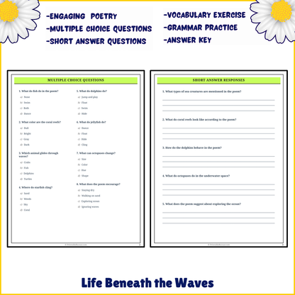 Life Beneath the Waves | Poem Grammar Worksheet Printable Activity