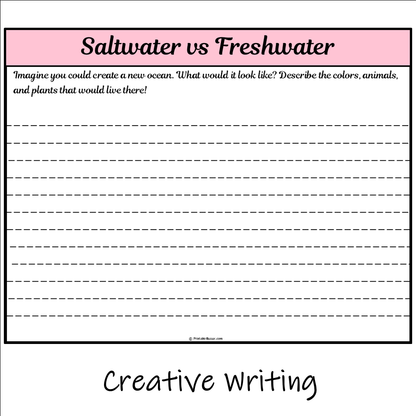 Saltwater vs Freshwater | Main Idea and Supporting Details Reading Passage and Questions