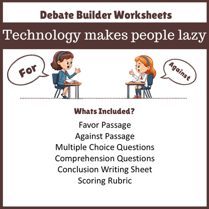 Technology makes people lazy | Favour and Against Worksheet Printable Activity