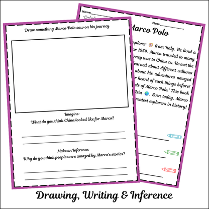Marco Polo | Short Reading Comprehension Creative Worksheet