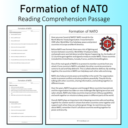 Formation of NATO | Reading Comprehension Passage Printable Worksheet