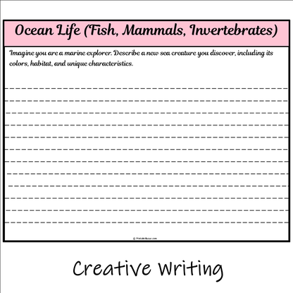 Ocean Life (Fish, Mammals, Invertebrates) | Main Idea and Supporting Details Reading Passage and Questions