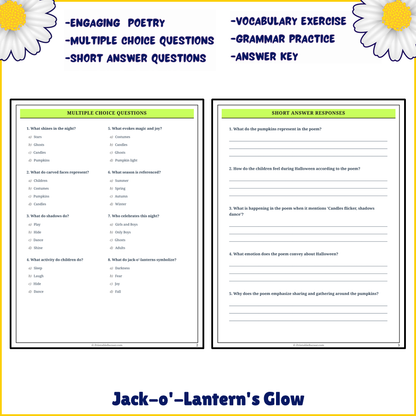 Jack-o'-Lantern's Glow | Poem Grammar Worksheet Printable Activity