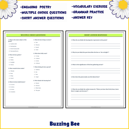 Buzzing Bee | Poem Grammar Worksheet Printable Activity