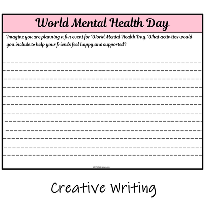 World Mental Health Day | Main Idea and Supporting Details Reading Passage and Questions