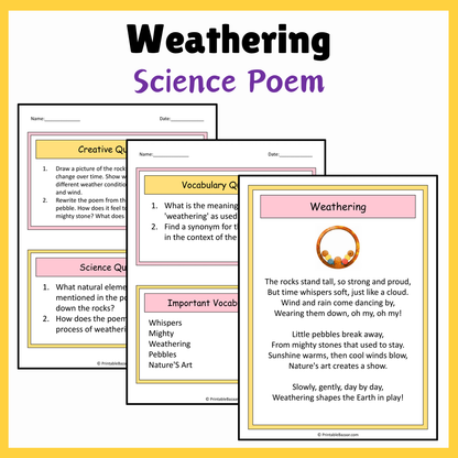 Weathering | Science Poem Reading Comprehension Activity