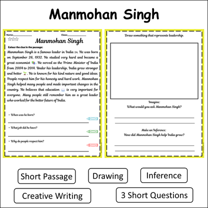 Manmohan Singh | Short Reading Comprehension Creative Worksheet