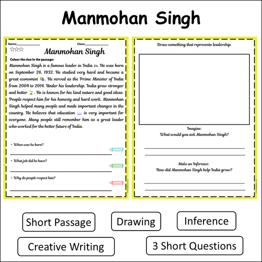 Manmohan Singh | Short Reading Comprehension Creative Worksheet