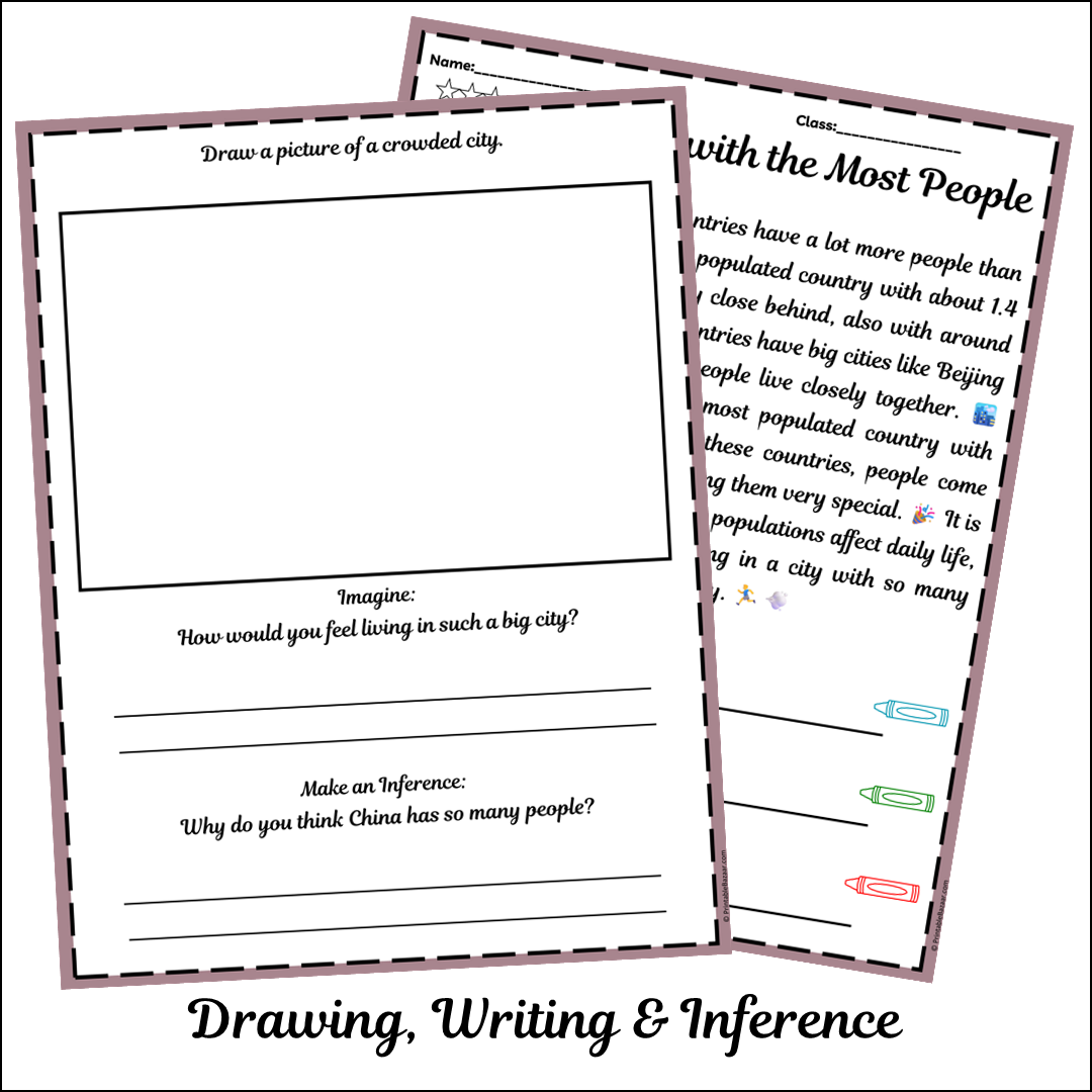 Countries with the Most People | Short Reading Comprehension Creative Worksheet