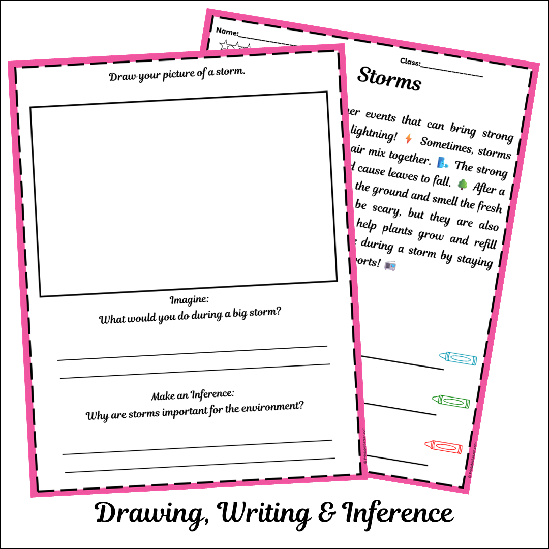 Storms | Short Reading Comprehension Creative Worksheet