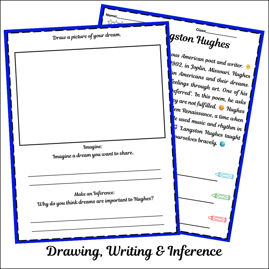 Langston Hughes | Short Reading Comprehension Creative Worksheet