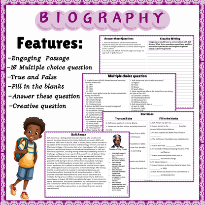 Kofi Annan | Biography Reading Comprehension and Questions Worksheet