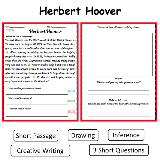 Herbert Hoover | Short Reading Comprehension Creative Worksheet