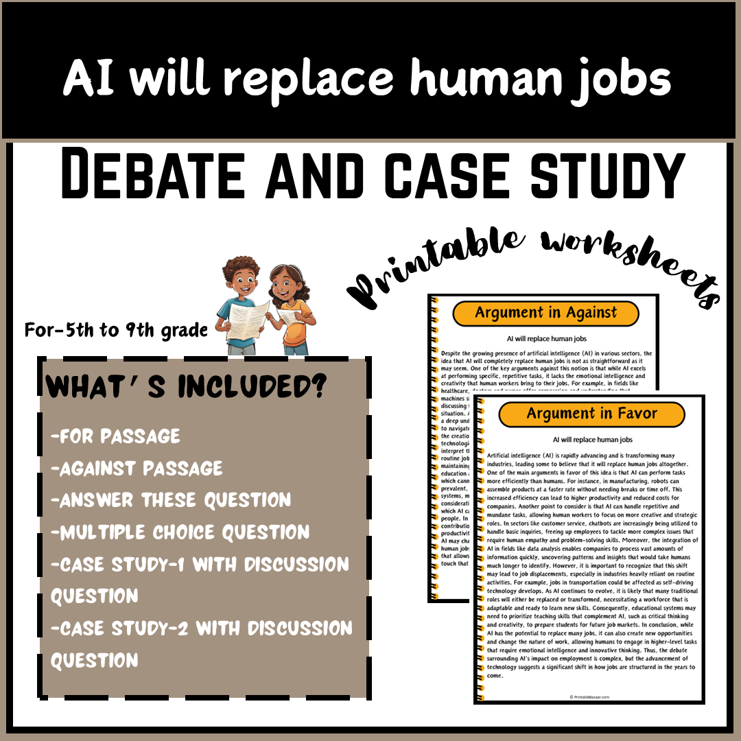 AI will replace human jobs | Debate Case Study Worksheet