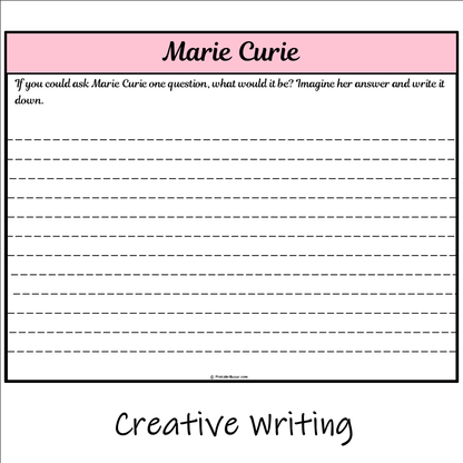 Marie Curie | Main Idea and Supporting Details Reading Passage and Questions